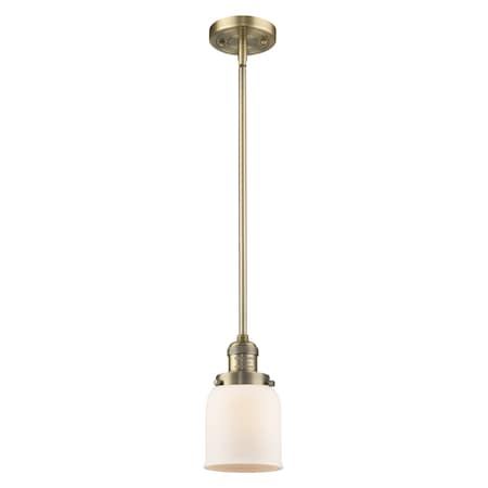 Small Bell Vintage Dimmable Led 5 Brushed Brass Mini Pendant, Matte White Cased Glass